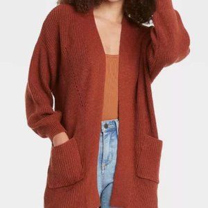 Universal Thread Open Front Cardigan Rust